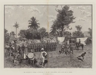 The Occupation of Burmah, on the Road to the Ruby Mines, General View of the Camp at Webong